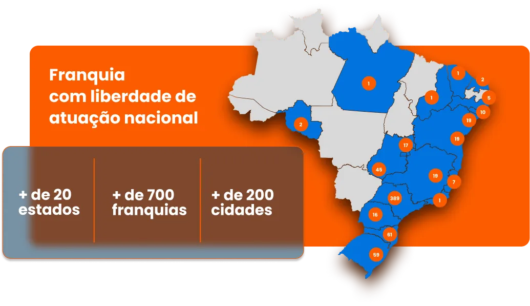 Mapa dos estados onde a ceopag tem franquias